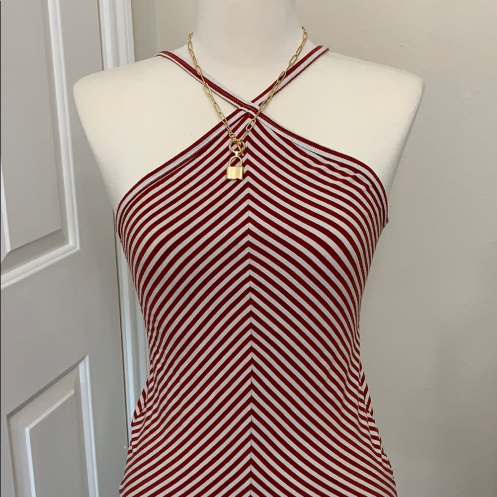 Red and White tank bodysuit